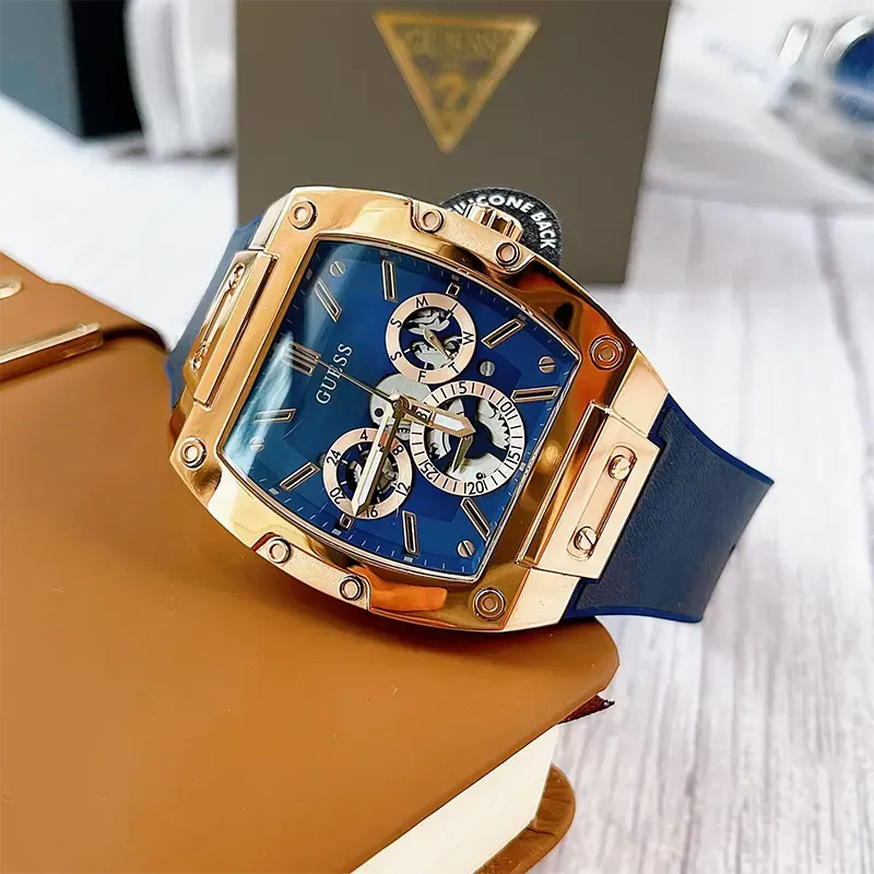 Guess Phoenix Multi-function Blue Dial Rose Gold-tone Men’s Watch- GW0202G4